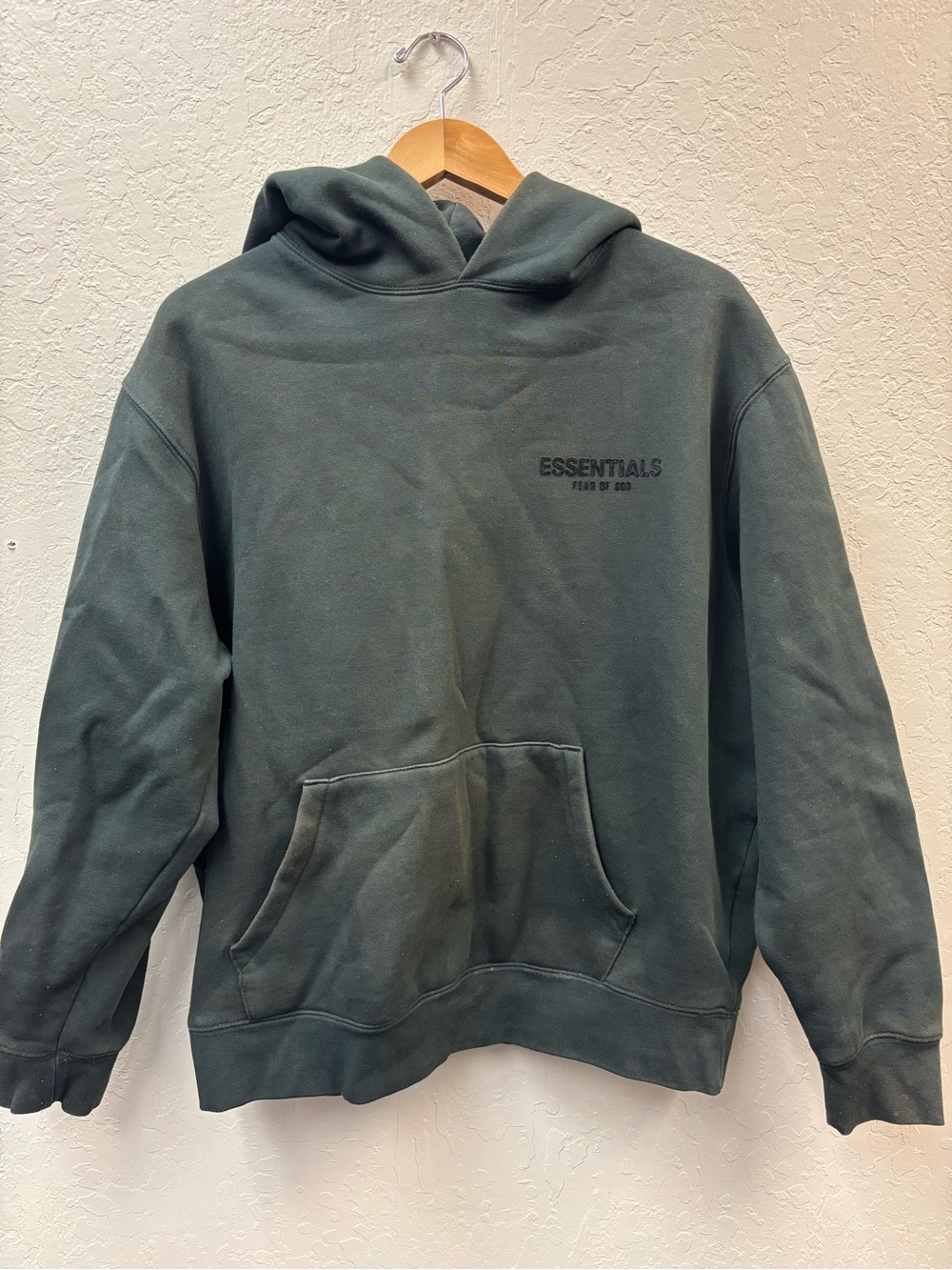 Fear of God Essentials Pullover Hoodie Mens L Dark Green Oversized Streetwear